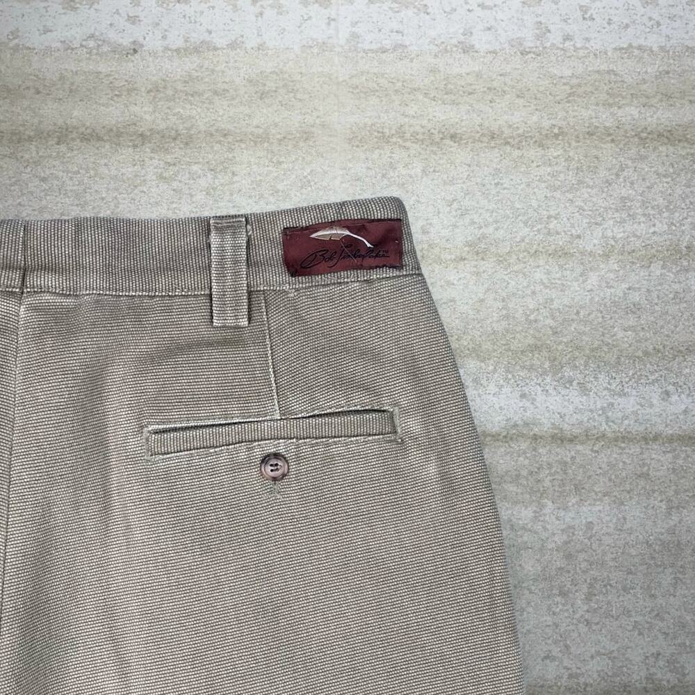 Vintage 90s Dress Pants 34x30 Baggy Wide Leg Fit Tan Canvas Heavy Duty - Picture 3 of 4